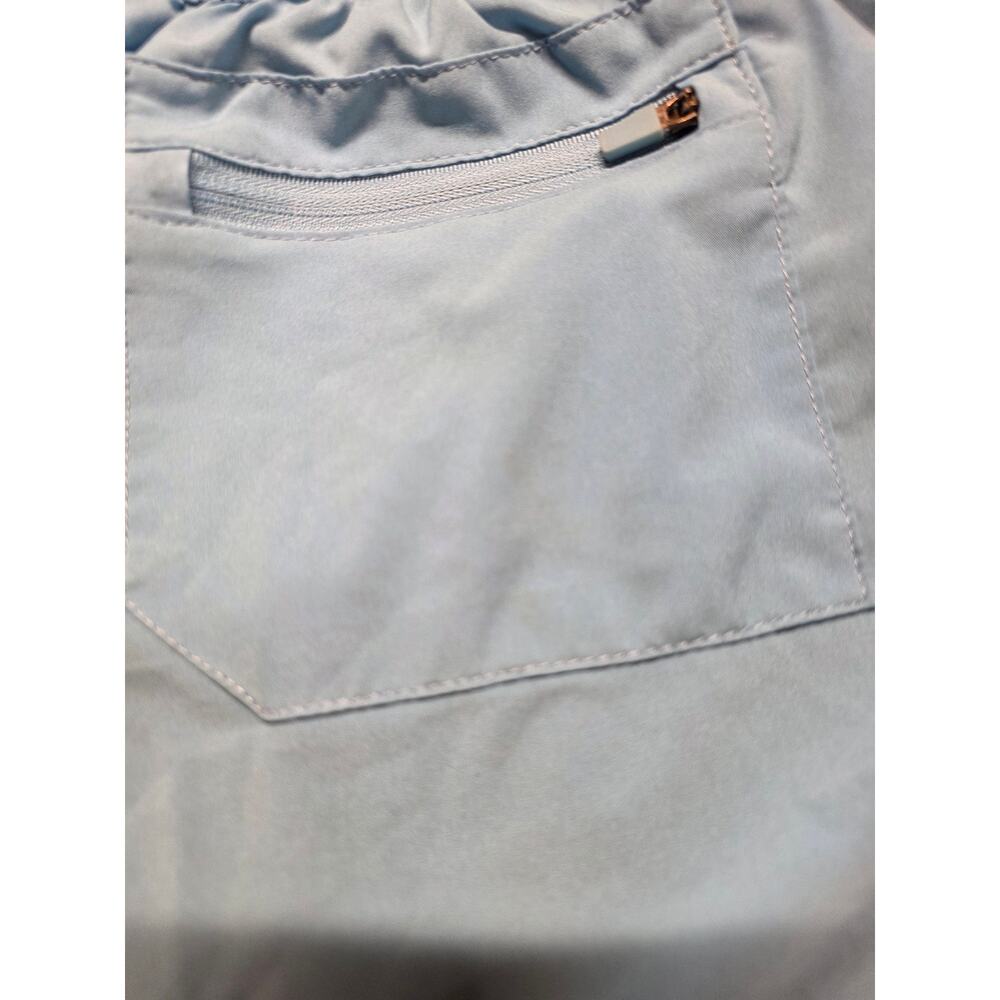 Kids Light Blue Athletic Shorts with Pink Logo - Picture 9 of 11
